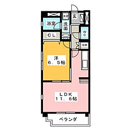 メゾンソフィア 1LDKの間取図画像