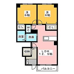 ラ・ルーチェ 2LDKの間取図画像