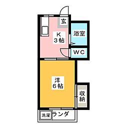 サンフォレスト 1Kの間取図画像