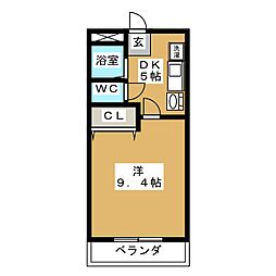 布袋 1DKの間取図画像