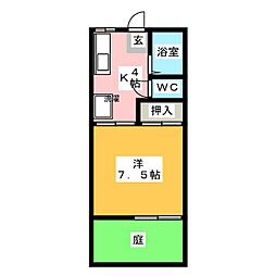 サンクレストみずのC 1Kの間取図画像