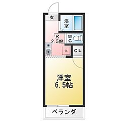 グリーンウッド岩崎 1Kの間取図画像