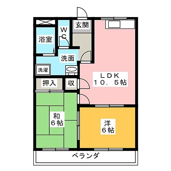 エルハウス浅井 ｜愛知県日進市野方町前田(賃貸マンション2LDK・2階・51.00㎡)の写真 その2