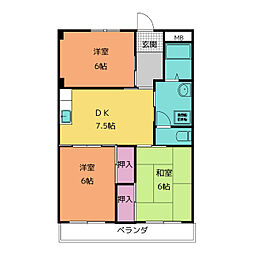 メゾン晃梅 3DKの間取図画像