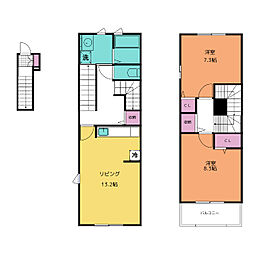 サン・ローズ旭C棟 2LDKの間取図画像