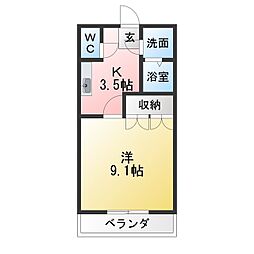 サンフォレストKN 1Kの間取図画像
