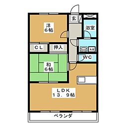 ヴィオラ日進 2LDKの間取図画像