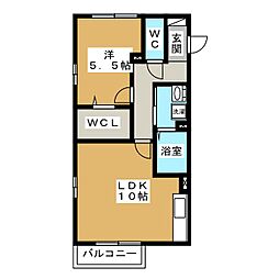 ヴェール藤塚 1LDKの間取図画像