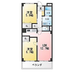 スクエアカーサA 2LDKの間取図画像