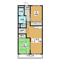 グランドハイツ日進 2SLDKの間取図画像