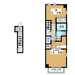 フリーデWAGO 1LDKの間取図画像