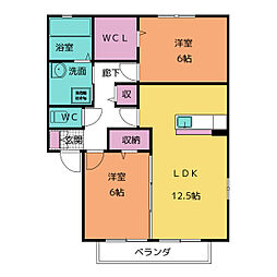 ビューコート 2LDKの間取図画像
