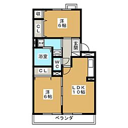 メゾンあざぶB 2LDKの間取図画像