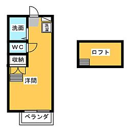 ダイヤモンドハウス ワンルームの間取図画像