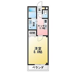 ヴリューリオン 1Kの間取図画像