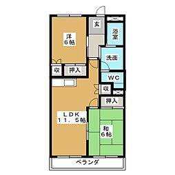 レジデンス香久山 2LDKの間取図画像