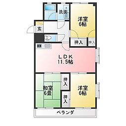 グリーンハイツベル 3LDKの間取図画像
