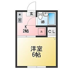 シティハイムグリーン 1Kの間取図画像