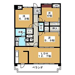 コンフォート園原 3LDKの間取図画像