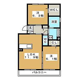 マノワール2 2LDKの間取図画像