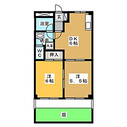 スプリング岩崎2 2DKの間取図画像
