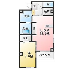 ランコントル 1SLDKの間取図画像