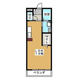 サンシャインヒルズミヨシC ワンルームの間取図画像