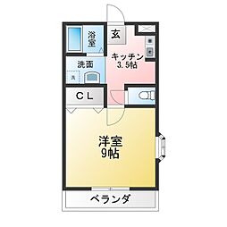 エイト2 1Kの間取図画像