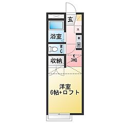 スターフィールド ワンルームの間取図画像
