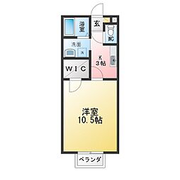 サンハイム北山 1Kの間取図画像