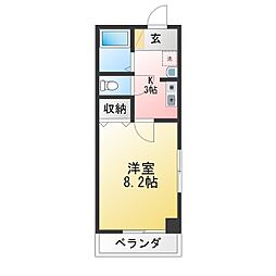 ベル北山台 1Kの間取図画像