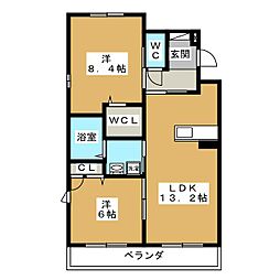 VILLETTA栄E棟 2LDKの間取図画像