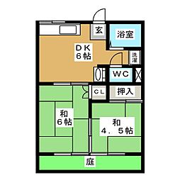 ホワイトハイツ日進 2DKの間取図画像