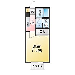 ボヌール和合 1Kの間取図画像