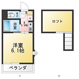 ル・クールK1 1Kの間取図画像