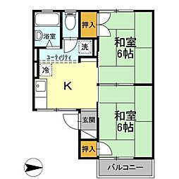 コーポ宝　Ｃ 2階2Kの間取り