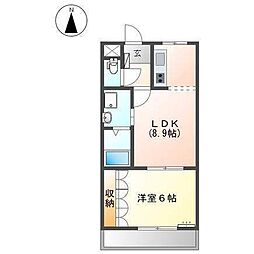 ブランシュール旭 1階1LDKの間取り