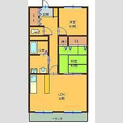 第二伊藤コーポ 3階2LDKの間取り