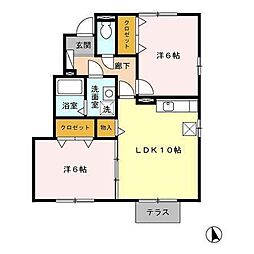 ラ・ピュセルB 2LDKの間取図画像