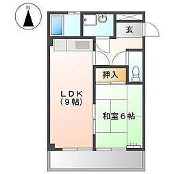 エスプリ立木 2階1LDKの間取り