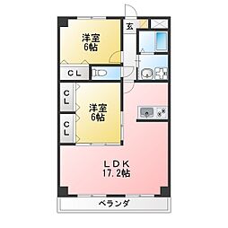 サトウマンション 2LDKの間取図画像