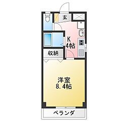ラ・メゾンタナカE 1Kの間取図画像