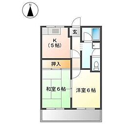 ファミリー服部 2Kの間取図画像