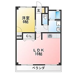 バンノウハイツ 1LDKの間取図画像