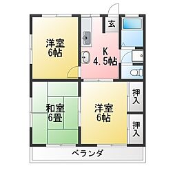 ニューハイツきりんB 3Kの間取図画像