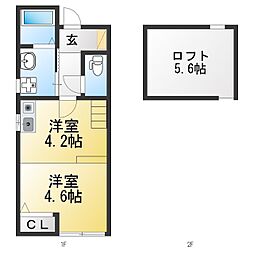ワンラブ富吉 1Kの間取図画像