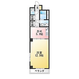 ヴァリエ蟹江町本町 1DKの間取図画像