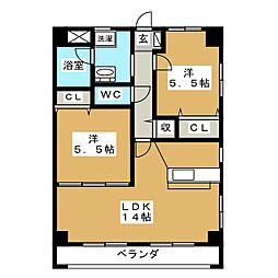ルミエール今 2LDKの間取図画像