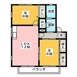 ビューラー 2階2LDKの間取り