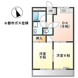 サニー加島 2LDKの間取図画像